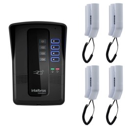 12002-Kit Porteiro Eletr�nico Coletivo de 4 Pontos - Central Collective 4 Intelbras + Interfone Interno 4 Unidades