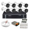 Kit 8 Câmeras VHD 3130 B G6 + DVR Intelbras + App Grátis de Monitoramento, Câmeras HD 720p 30m Infravermelho de Visão Noturna Intelbras + Fonte, Cabos e Acessórios