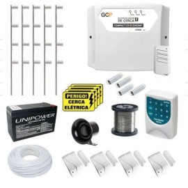 Kit Cerca El�trica GCP 10000 Completo Com Alarme 4 Sensores Sem Fio e Discadora e Bateria