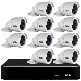 Kit 10 C�meras Full HD + DVR Giga Security + App Gr�tis de Monitoramento, C�meras GS0273 1080p 30m Infravermelho de Vis�o Noturna + Fonte, Cabos e Acess�rios