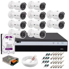 Kit 10 C�meras de Seguran�a 4MP 2k Intelbras VHD 3430 B + DVR Intelbras 4K + HD 1TB + Acess�rios