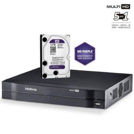 DVR Intelbras Multi HD MHDX 1104 Gravador 4 Canais Full HD 1080P Com HD 1TB Western Digital WD Purple
