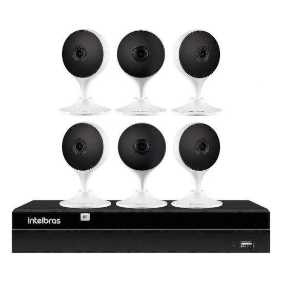 Kit 6 Câmeras com Inteligência Artificial Full HD iM3 Intelbras Branca + 1 NVR 08 Canais 6MP NVD 1308 Intelbras