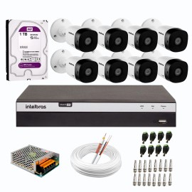 Kit 8 C�meras de Seguran�a Full HD Intelbras VHD 1220 B G6 + DVR Intelbras 08 Canais Full HD MHDX 3108 + HD WD Purple 1TB + Acess�rios