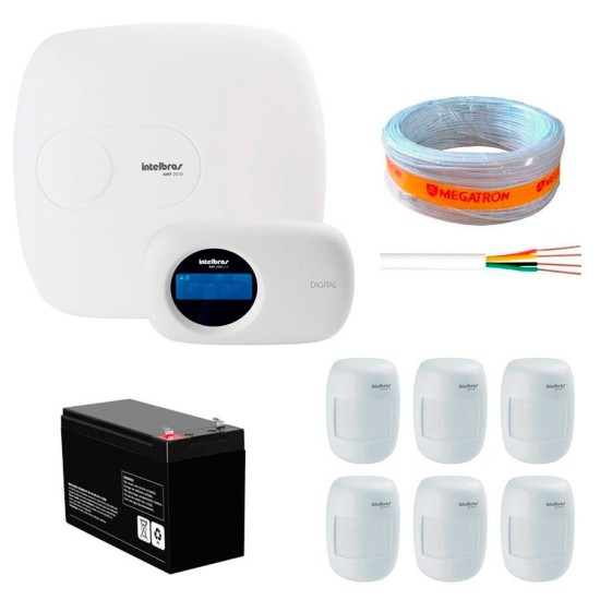 Kit de Alarme Intelbras AMT 2010 com 06 Sensores Com Fio