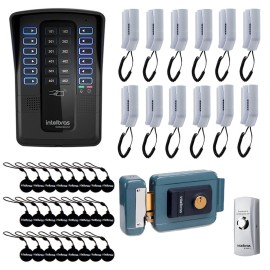 Kit Porteiro Eletr�nico Coletivo 12 Pontos Intelbras Collective 12 - Central de Interfone Coletivo + Interfone Interno + Cart�o de Proximidade + Fechadura El�trica + Bot�o de Sa�da
