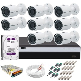 Kit 8 C�meras de Seguran�a 4MP 2k Intelbras VHD 3430 B + DVR Intelbras 4K + HD WD Purple + Acess�rios
