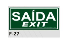 PLACA DE IDENTIFICA��O - SA�DA / EXIT F-27 12X23CM
