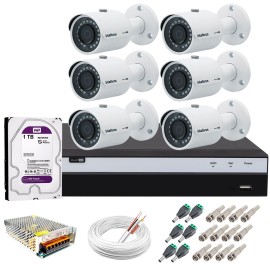 Kit 6 C�meras de Seguran�a 4MP 2k Intelbras VHD 3430 B + DVR Intelbras 4K + HD WD Purple + Acess�rios