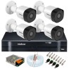 Kit 4 Câmeras VHD 3120 B G6 + DVR Intelbras + App Grátis de Monitoramento, Câmeras HD 720p 20m Infravermelho de Visão Noturna Intelbras + Fonte, Cabos e Acessórios