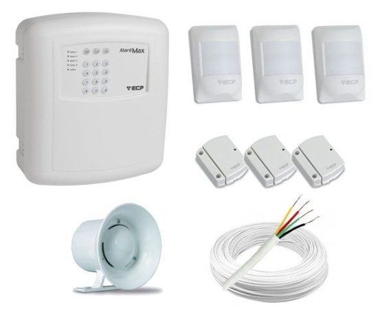 Kit Alarme Residencial e Comercial Completo Central Alard Max ECP C/ Discadora + 6 Sensores