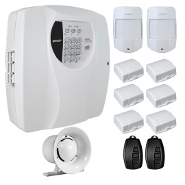 Kit de Alarme Residencial, Comercial com 08 Sensores Genno Nice + Controles Remoto, aviso de disparo por Telefone Fixo