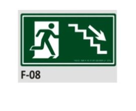 PLACA DE IDENTIFICA��O - SA�DA ESCADA DESCE � DIREITA F-08 12X23CM