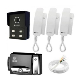 Kit Porteiro Eletr�nico Completo 4 Pontos Lider + 3 Monofones + Fechadura + Cabo + Fonte