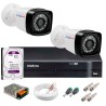 Kit 2 Câmeras Tudo Forte Full HD 1080 Lite + DVR Intelbras + Acessórios Completo - Câmeras com 25m Infravermelho de Visão Noturna