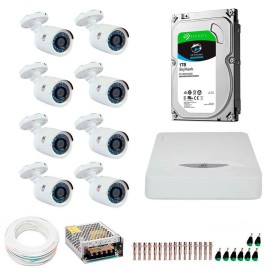 Kit JFL 8 C�meras HD 720p CHD 1130P + DVR DHD-2108N 1080N com HD 1TB Seagate + Acess�rios