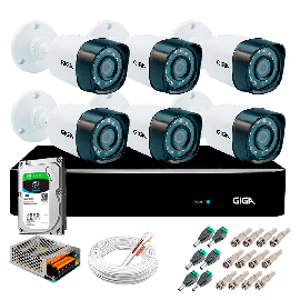 Kit Giga Security 6 C�meras Full HD 1080p gs0271 + DVR com HD 1TB Seagate + Acess�rios