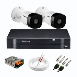 Kit 2 C�meras de Seguran�a Full HD 1080p VHD 1220 B G6 + DVR Intelbras MHDX 1104 de 4 Canais 1080p Lite + Acess�rios  11370