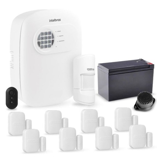 Kit Alarme Intelbras Sem Fio Comunicação Internet Via Smartphone Central ANM 24 NET Com 9 Sensores 29938