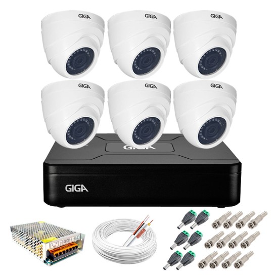 Kit Giga Security 6 Câmeras HD 720p GS0019 + DVR Lite + Acessórios
