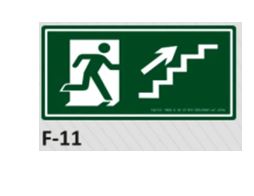 PLACA DE IDENTIFICA��O - SA�DA ESCADA SOBE � DIREITA F-11 12X23CM
