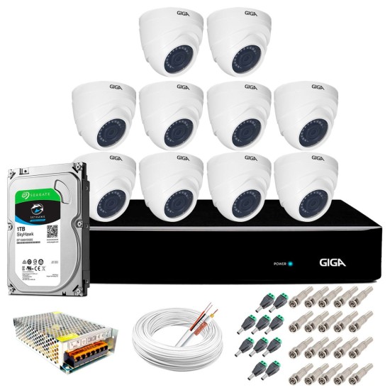 Kit Orion Giga Security 10 Câmeras HD 720p GS0019 + DVR Full HD com HD 1TB Seagate + Acessórios