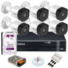 Kit 6 Câmeras VHD 3120 B G6 + DVR Intelbras + HD 1TB para Armazenamento + App Grátis de Monitoramento, Câmeras HD 720p 20m Infravermelho de Visão Noturna Intelbras + Fonte, Cabos e Acessórios
