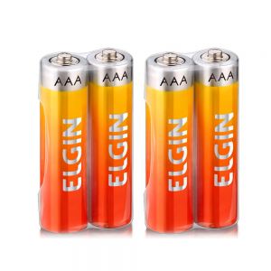 Pilha Palito Elgin AAA de Zinco Comum - 4 Unidades