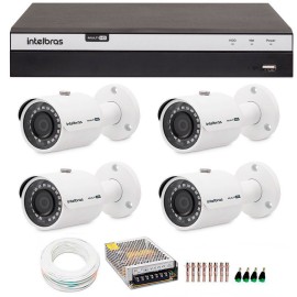 Kit 4 C�meras de Seguran�a 4MP 2k Intelbras VHD 3430 B + DVR Intelbras 4K + Acess�rios