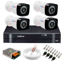 Kit C�mera de Seguran�a Full HD 1080p 2MP Bullet 20 Metros + DVR Intelbras + App Gr�tis de Monitoramento da Intelbras + Fonte, Cabos e Acess�rios  2726