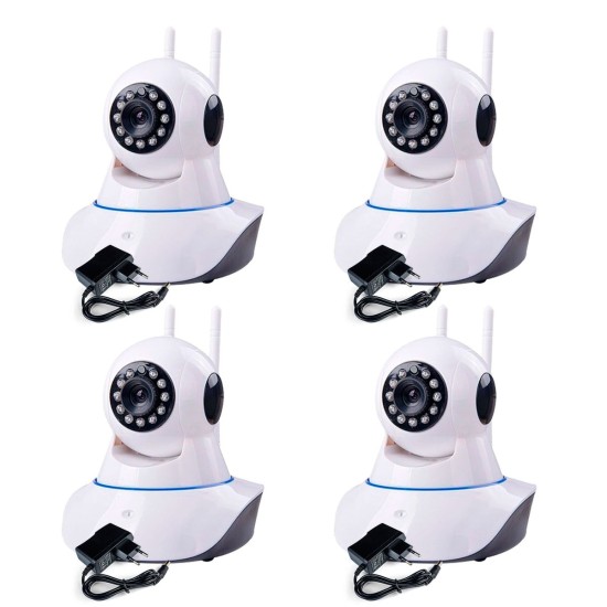Kit 4 Câmeras de Segurança IP Sem Fio Wifi HD 720p Robo Wireless