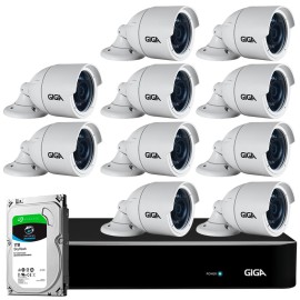 Kit 10 C�meras Full HD + DVR Giga Security + HD 1TB + App Gr�tis de Monitoramento, C�meras GS0273 1080p 30m Infravermelho de Vis�o Noturna + Fonte, Cabos e Acess�rios