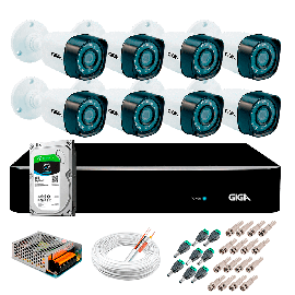 Kit Giga Security 8 C�meras Full HD 1080p gs0271 + DVR com HD 1TB Seagate + Acess�rios
