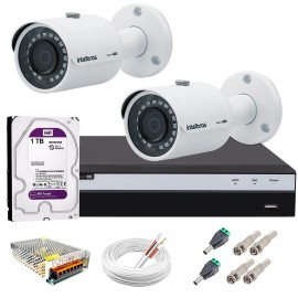 Kit 2 C�meras de Seguran�a 4MP 2k Intelbras VHD 3430 B + DVR Intelbras 4K + HD WD Purple + Acess�rios