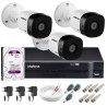 Kit 3 Câmeras VHD 1010 B G5 + DVR Intelbras + HD 1TB para Armazenamento + App Grátis de Monitoramento, Câmeras HD 720p 10m Infravermelho de Visão Noturna Intelbras + Fonte, Cabos e Acessórios