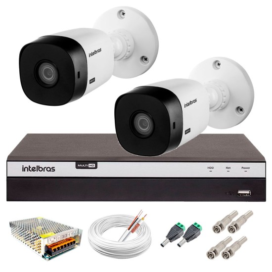 Kit Intelbras 2 Câmeras Full HD 1080p VHL 1220 B + DVR 3104 Intelbras + Acessórios