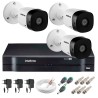 Kit 3 Câmeras VHD 1120 B G5 + DVR Intelbras + App Grátis de Monitoramento, Câmeras HD 720p 20m Infravermelho de Visão Noturna Intelbras + Fonte, Cabos e Acessórios