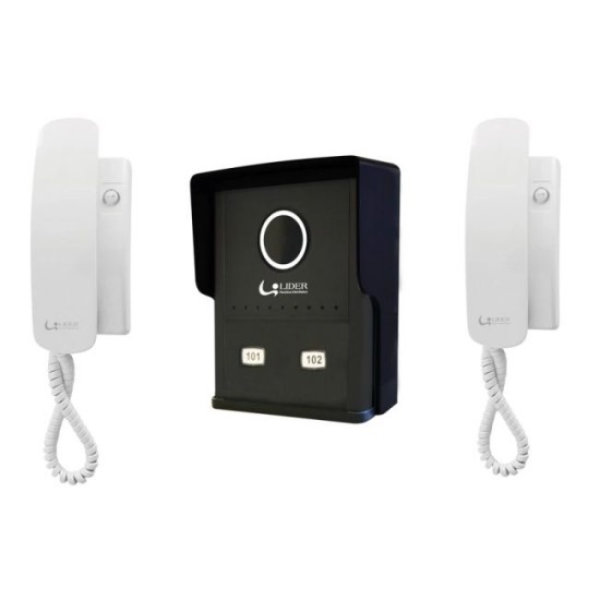 Kit Interfone Porteiro Eletrônico Coletivo de 2 Pontos + 2 Monofones Lider 28956