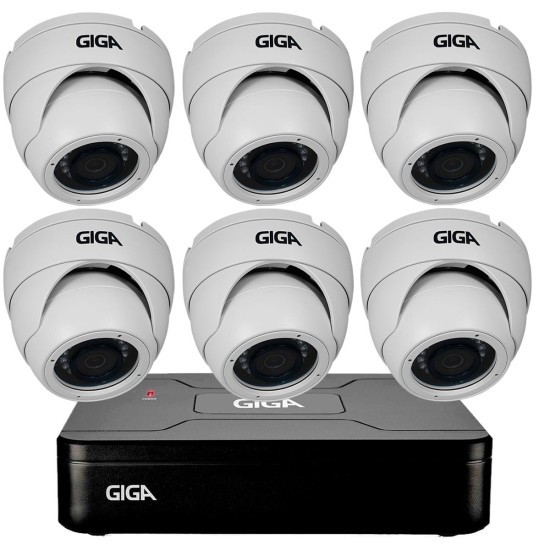 Kit HD 720p 06 Câmeras GS0021 + DVR Giga Security + Acessórios