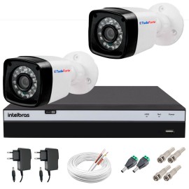 Kit 2 C�meras + DVR Intelbras + App Gr�tis de Monitoramento, C�meras Full HD 1080p 20m Infravermelho de Vis�o Noturna + Fonte, Cabos e Acess�rios   10722