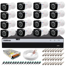 Kit 16 C�meras + DVR Intelbras + App Gr�tis de Monitoramento, C�meras Full HD 1080p 20m Infravermelho de Vis�o Noturna + Fonte, Cabos e Acess�rios   10734