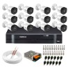 Kit 12 Câmeras VHD 3130 B G6 + DVR Intelbras + App Grátis de Monitoramento, Câmeras HD 720p 30m Infravermelho de Visão Noturna Intelbras + Fonte, Cabos e Acessórios