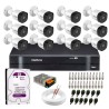 Kit 12 Câmeras VHD 3130 B G6 + DVR Intelbras + HD 1TB para Armazenamento + App Grátis de Monitoramento, Câmeras HD 720p 30m Infravermelho de Visão Noturna Intelbras + Fonte, Cabos e Acessórios