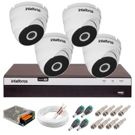 Kit 4 C�meras VHD 3220 D G5 + DVR Intelbras + App Gr�tis de Monitoramento, C�meras Full HD 1080p 20m Infravermelho de Vis�o Noturna Intelbras + Fonte, Cabos e Acess�rios