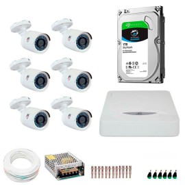 Kit JFL 6 C�meras HD 720p CHD 1130P + DVR DHD-2108N 1080N com HD 1TB Seagate + Acess�rios