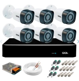 Kit 6 C�meras de Seguran�a Full HD 1080p Giga Security gs0271 + DVR Giga Security 2MP + Acess�rios