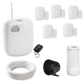 Kit Alarme Intelbras c/ Discadora Telef�nica + Sensor de Presen�a IVP Semi-Externo e 5 Magn�ticos Sem Fio 28365
