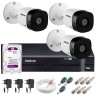 Kit 3 Câmeras VHD 1120 B G5 + DVR Intelbras + HD 1TB para Armazenamento + App Grátis de Monitoramento, Câmeras HD 720p 20m Infravermelho de Visão Noturna Intelbras + Fonte, Cabos e Acessórios