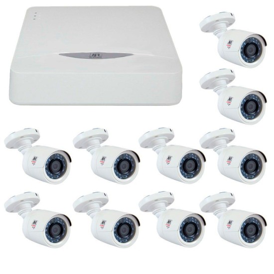 Kit JFL 10 Câmeras HD 720p CHD 1130P + DVR DHD-2116N 1080N + Acessórios