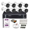 Kit 8 Câmeras VHD 3130 B G6 + DVR Intelbras + HD 1TB para Armazenamento + App Grátis de Monitoramento, Câmeras HD 720p 30m Infravermelho de Visão Noturna Intelbras + Fonte, Cabos e Acessórios
